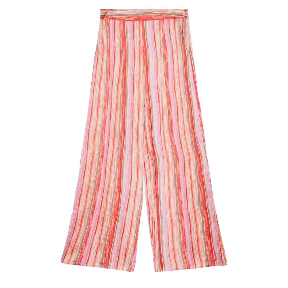 NEKANE pantaloni donna righe fuxia multicolor ANU 100% viscosa