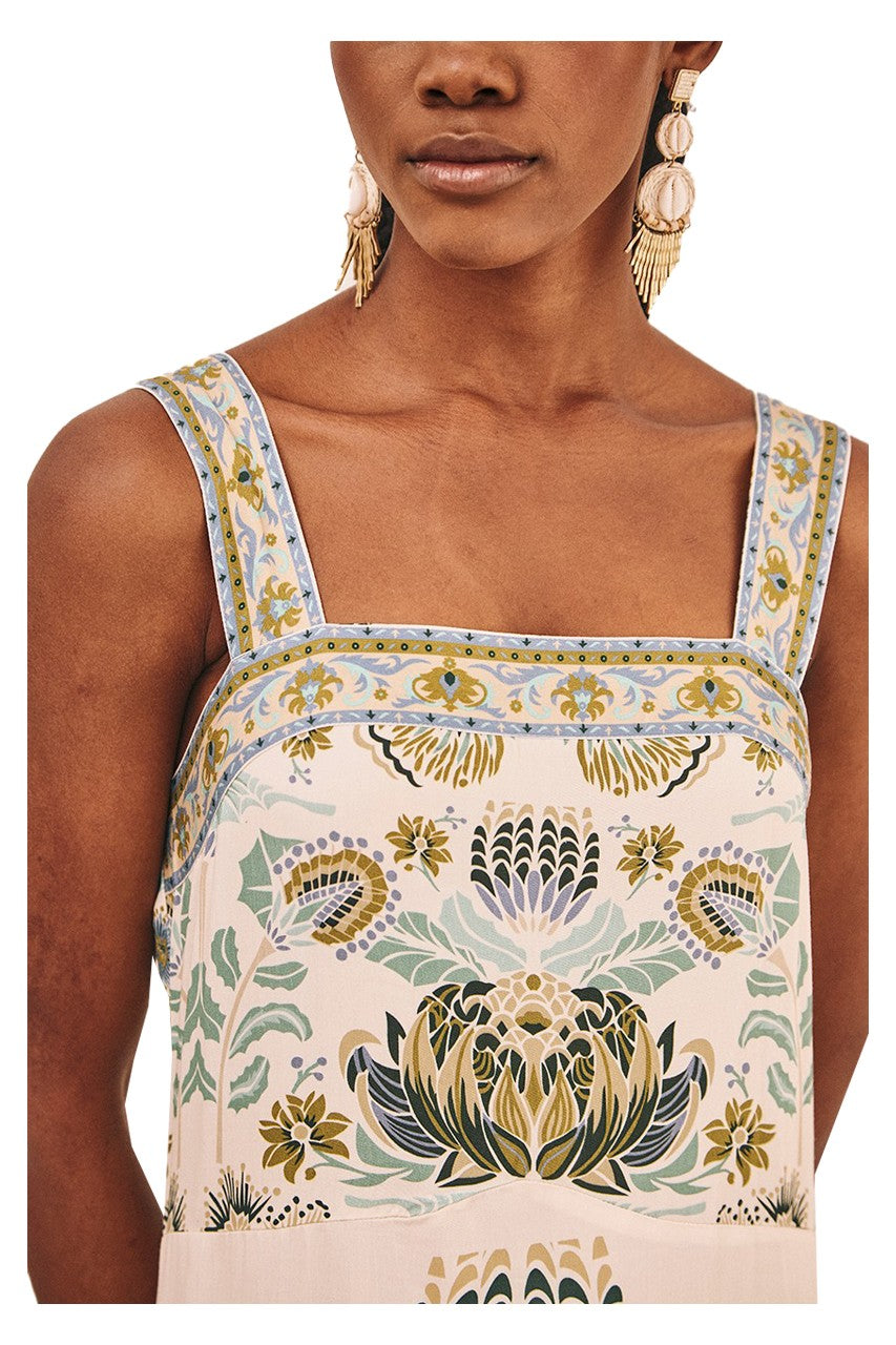 NEKANE abito donna stampa fiore di loto ecru/blu PALCHA 100% modal