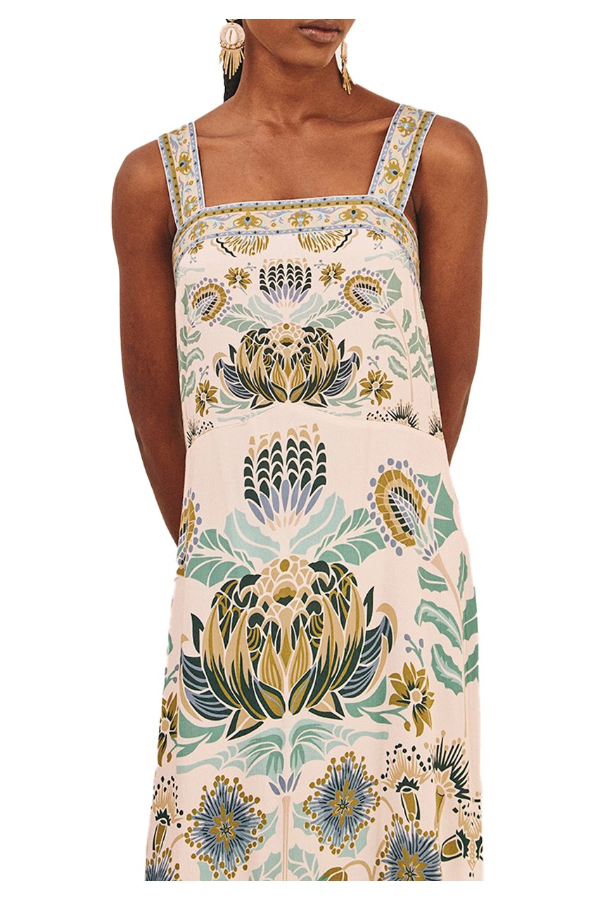 NEKANE abito donna stampa fiore di loto ecru/blu PALCHA 100% modal