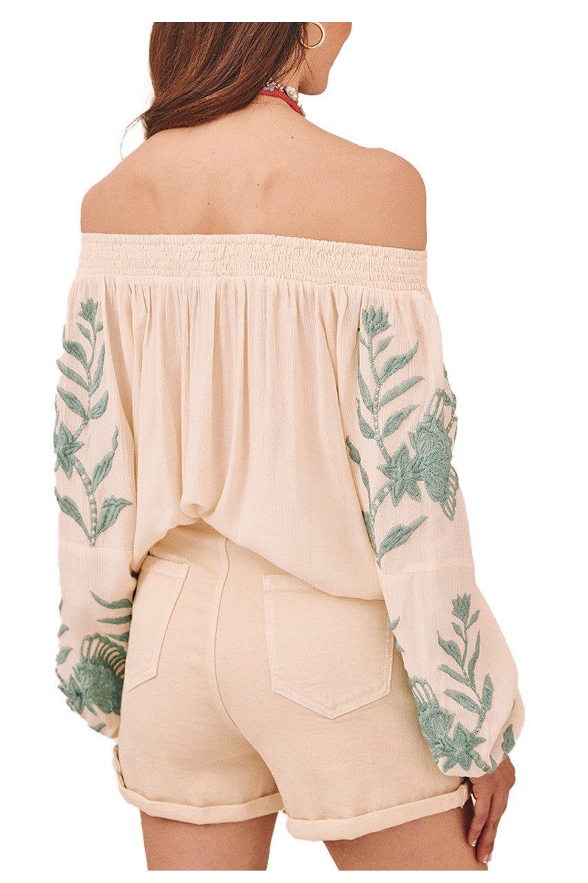 Nüd by NEKANE blusa donna ecru con ricami acqua WISAA 100% viscosa