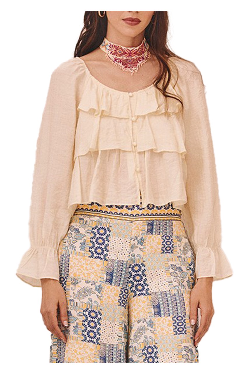 Nüd by NEKANE blusa donna ecru SAKET 80% rayon 20% poliammide