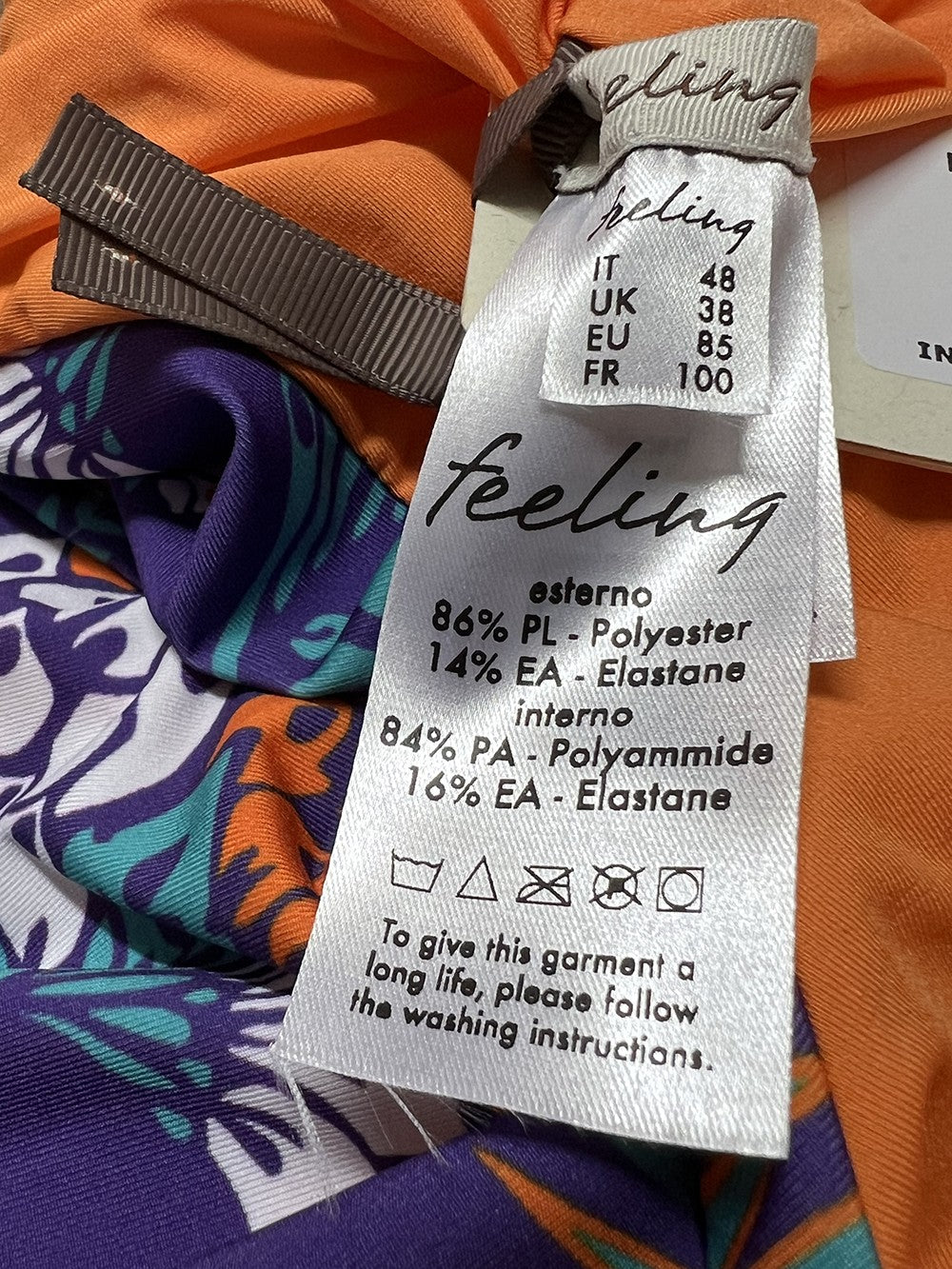 FEELING by JUSTMINE costume intero double-face coppa C  viola/multicolor A784C 6104 MADE IN ITALY