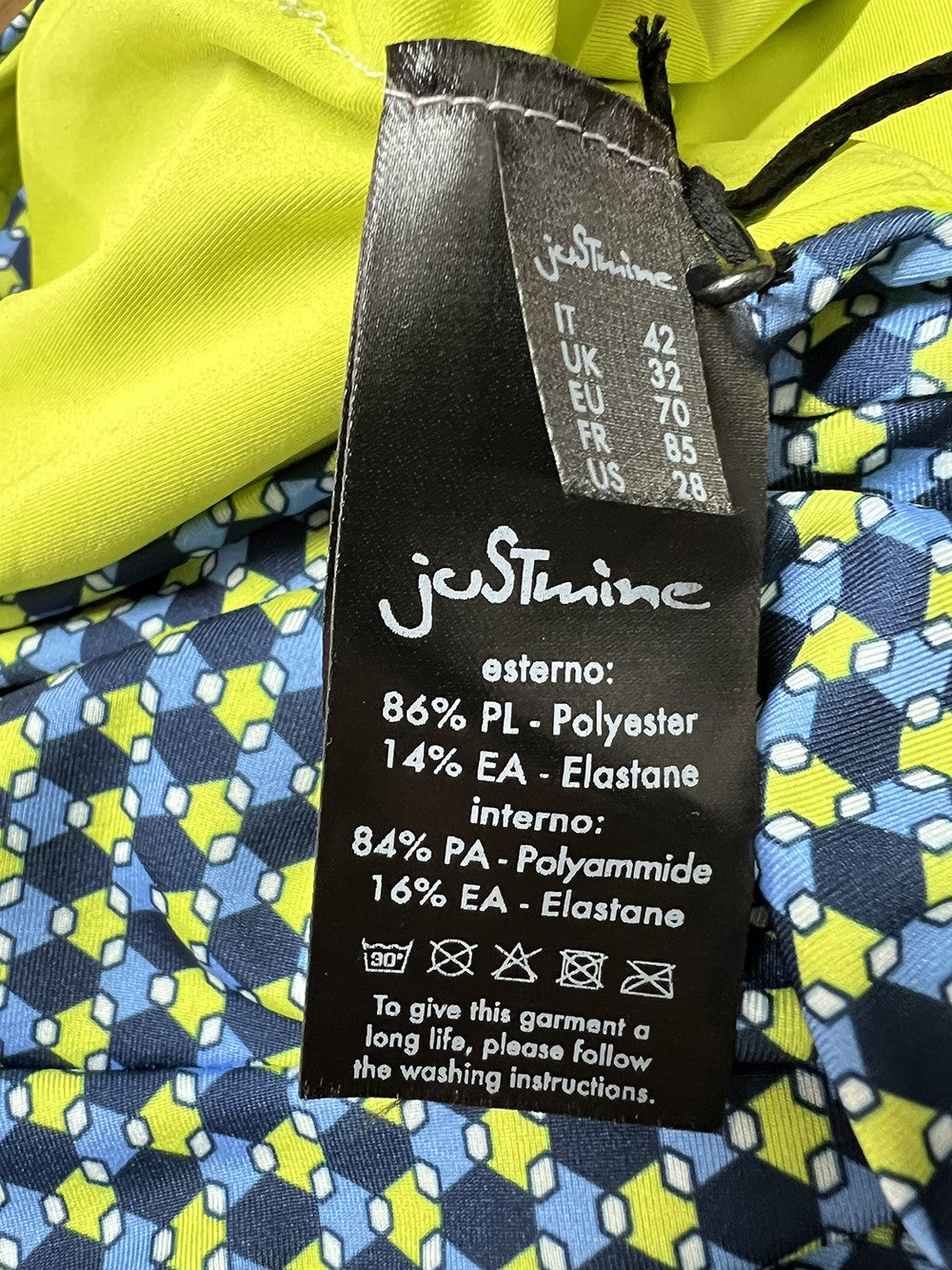 JUSTMINE costume donna intero double-face blu/lime/azzurro A706 1167 MADE IN ITALY