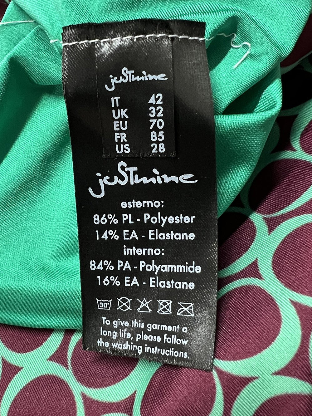 JUSTMINE costume donna intero double-face fantasia bolle A706 1140 MADE IN ITALY