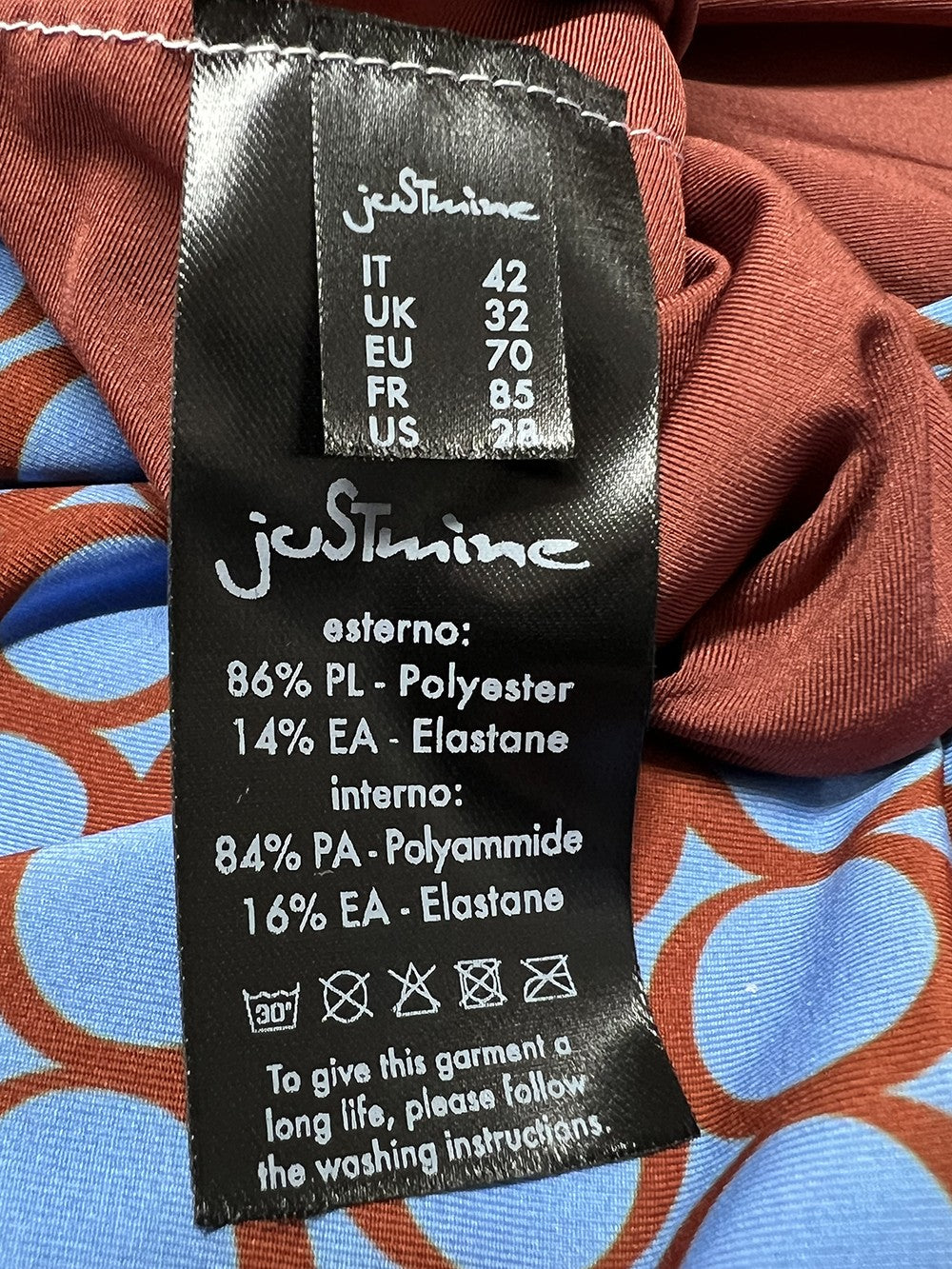 JUSTMINE costume donna intero double-face fantasia bolle A706 1140 MADE IN ITALY