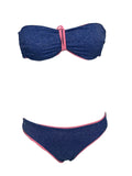 JUSTMINE bikini fascia foderata double-face lurex azzurro/rosa B2866 1158 MADE IN ITALY