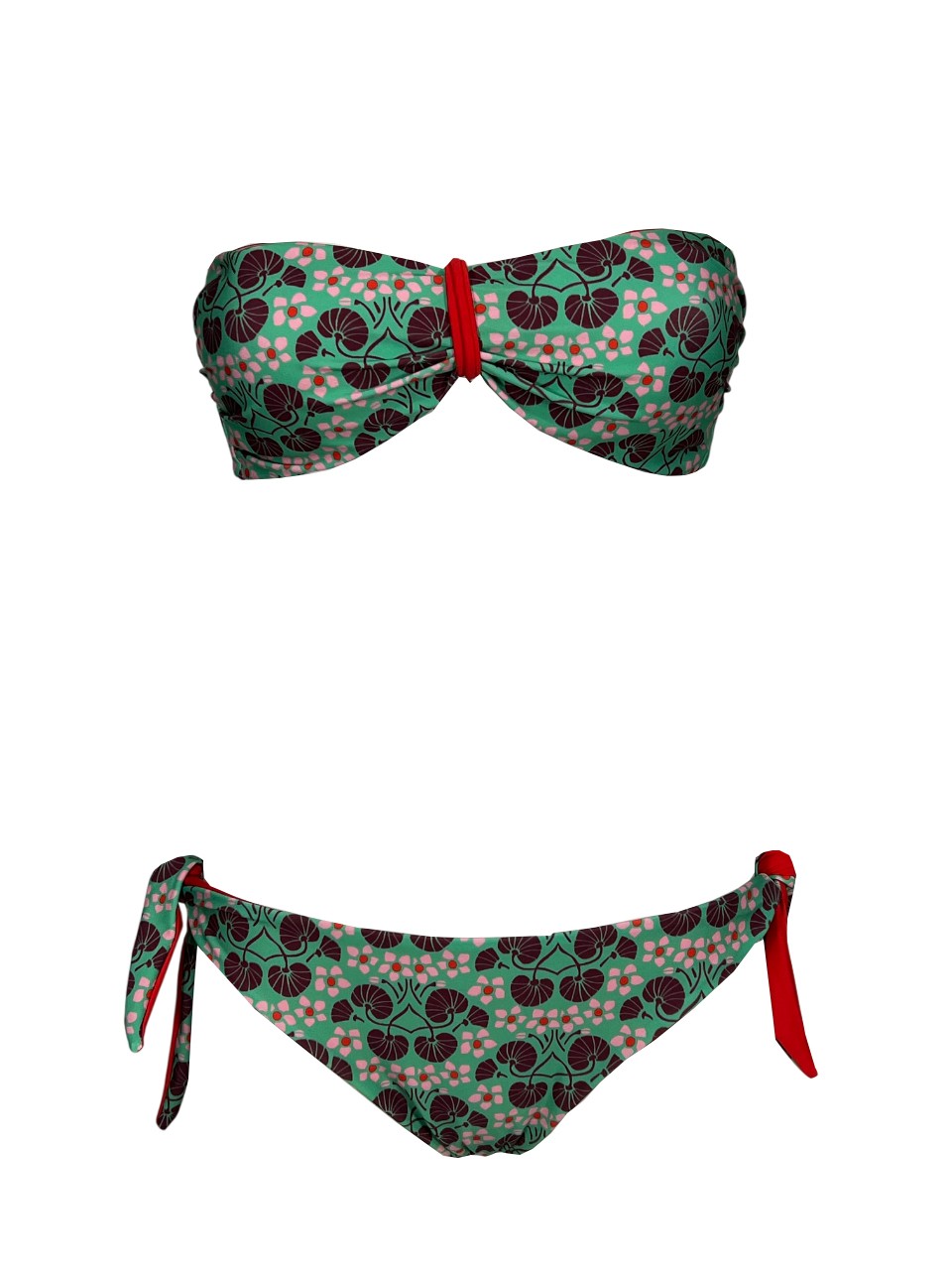 JUSTMINE bikini fascia foderata double-face verde/rosa/bordeaux B2770 1136 MADE IN ITALY