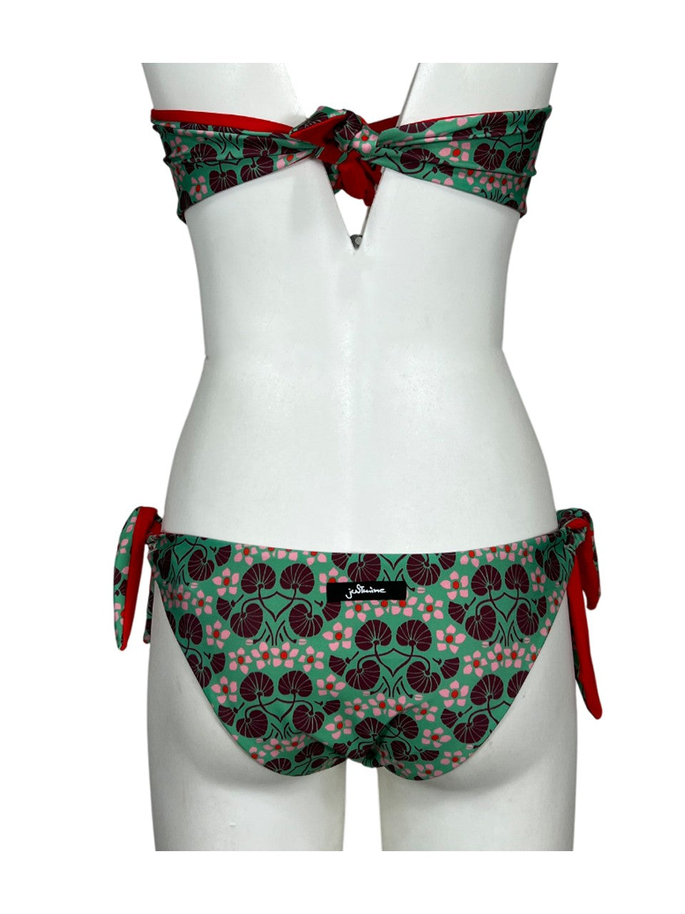 JUSTMINE bikini fascia foderata double-face verde/rosa/bordeaux B2770 1136 MADE IN ITALY