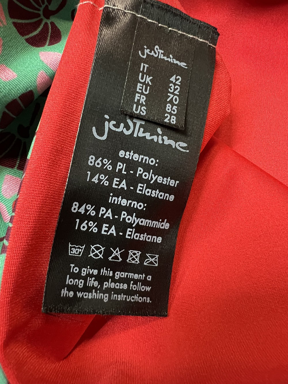 JUSTMINE bikini fascia foderata double-face verde/rosa/bordeaux B2770 1136 MADE IN ITALY