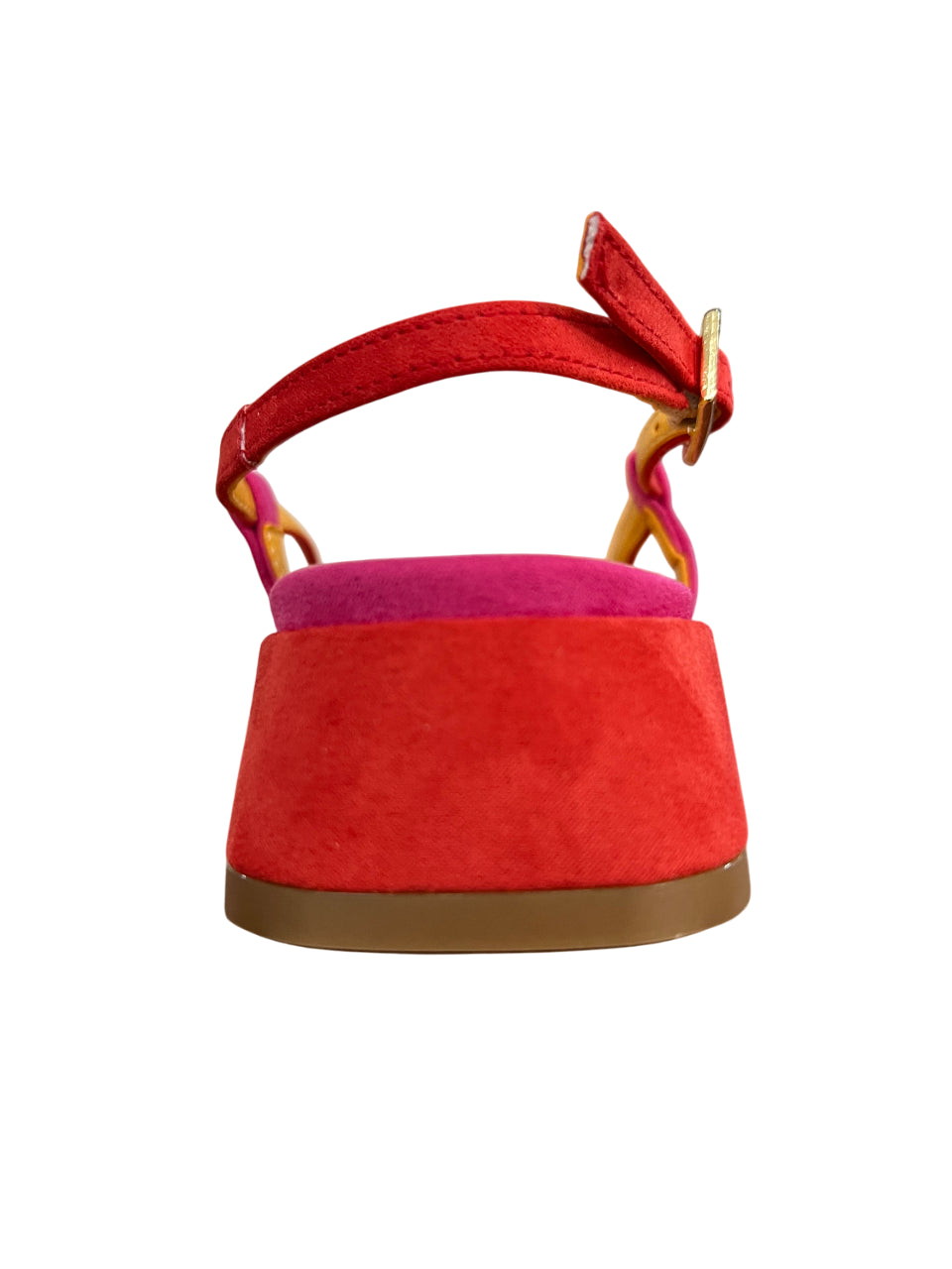 LUCREZIA D’ALTAVILLA slingback donna bicolore rosso/fuxia tessuto effetto camoscio 2029 LIZ MADE IN ITALY