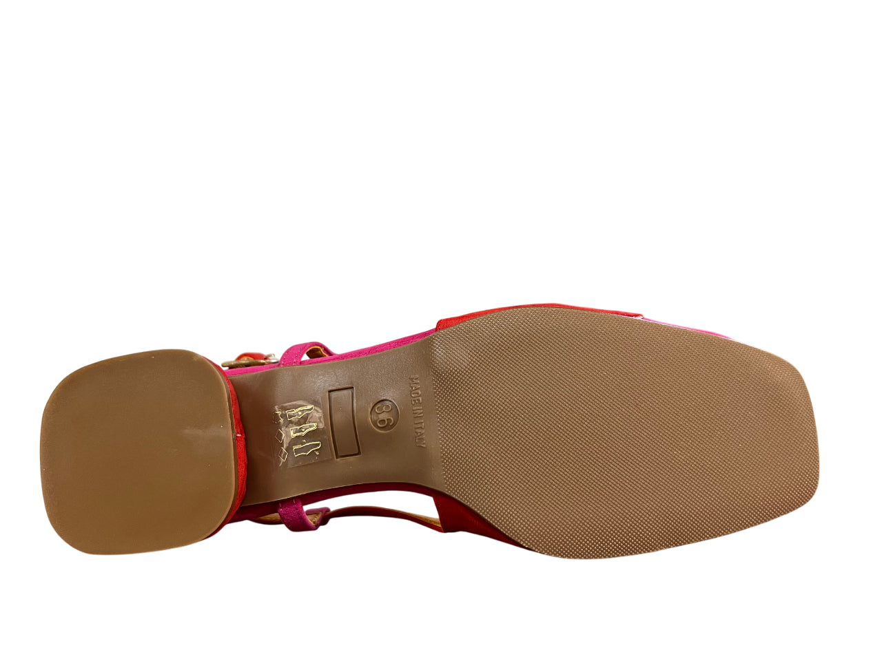 LUCREZIA D’ALTAVILLA slingback donna bicolore rosso/fuxia tessuto effetto camoscio 2029 LIZ MADE IN ITALY