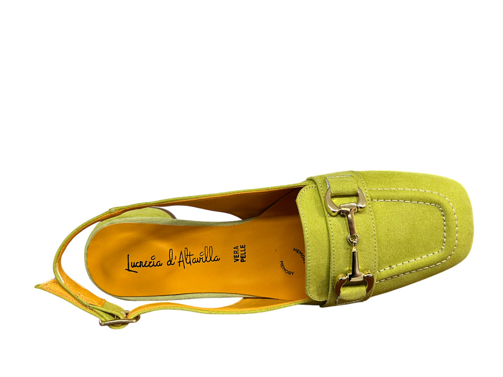 LUCREZIA D’ALTAVILLA slingback donna lime accessorio dorato 2025 MADE IN ITALY