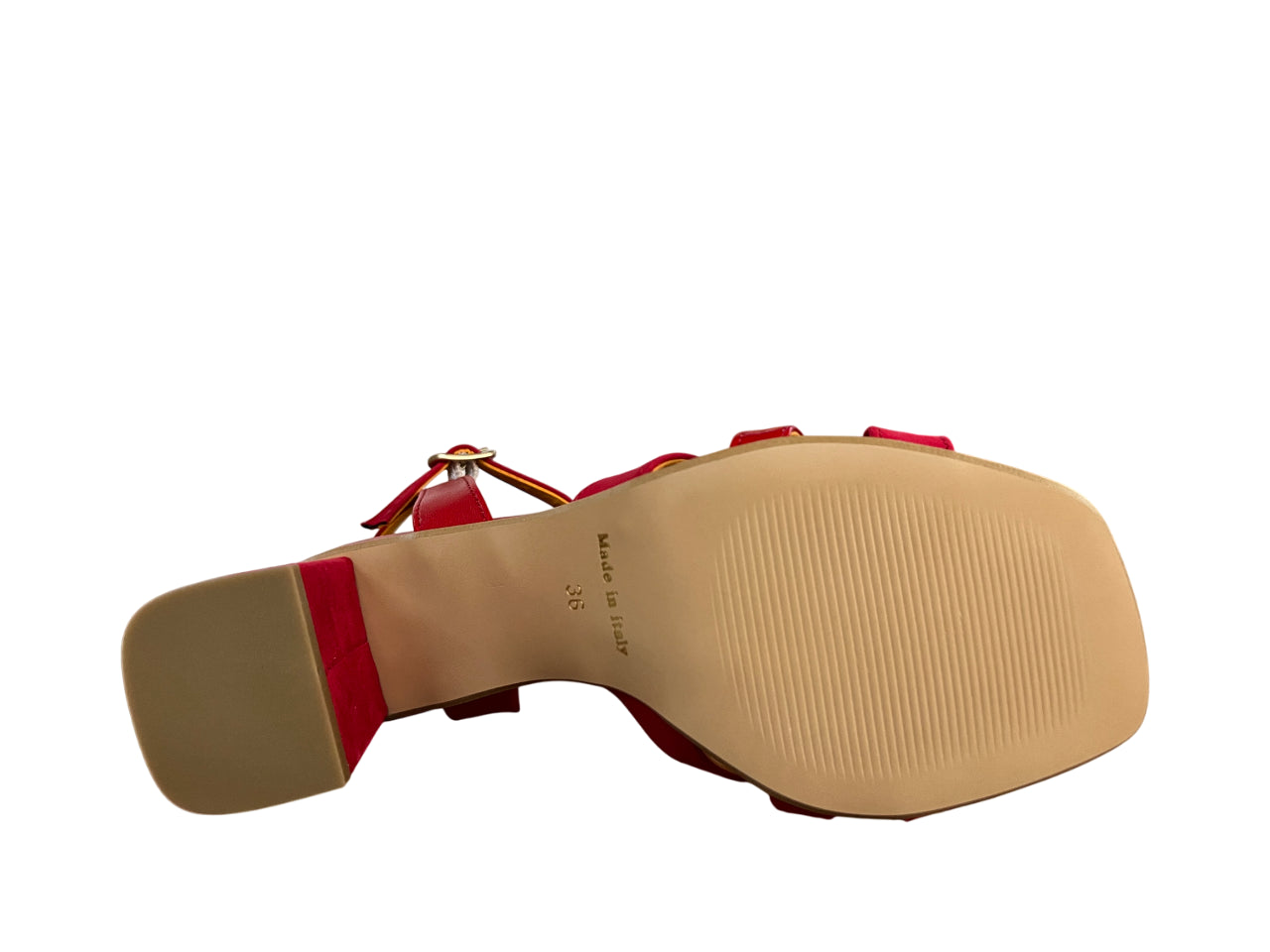 LUCREZIA D’ALTAVILLA sandalo rosso ecopelle/tessuto effetto camoscio 6221 MADE IN ITALY