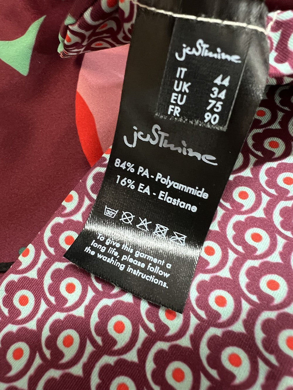 JUSTMINE bikini vela double-face coppa C bordeaux/rosa/rosso/verde B2699C 1142 MADE IN ITALY