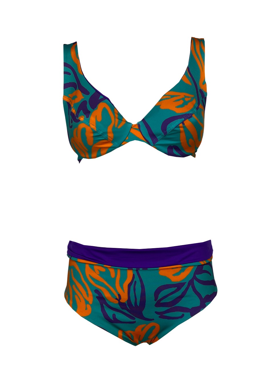 FEELING by JUSTMINE bikini double-face coppa C acqua/arancio/viola B2627C 6102 MADE IN ITALY