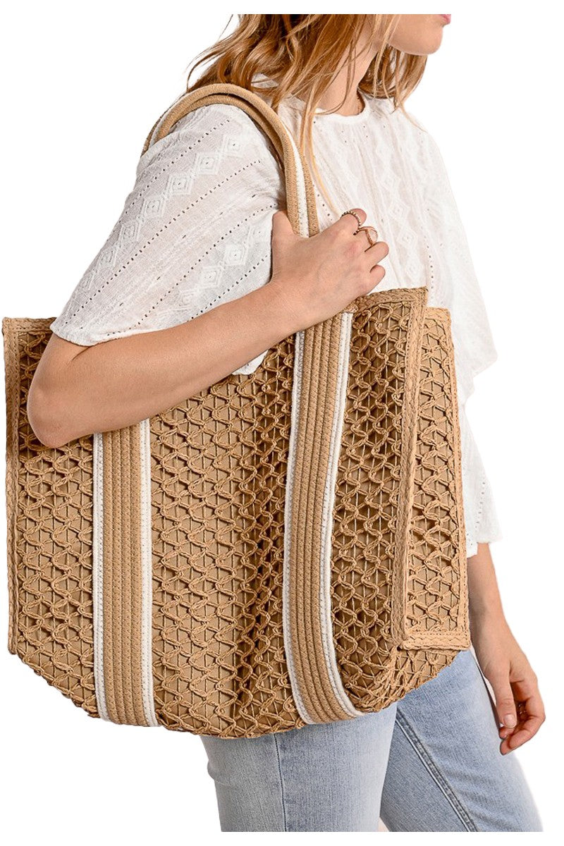 MOLLY BRACKEN Borsa Cestino in paglia intrecciata beige H162DE