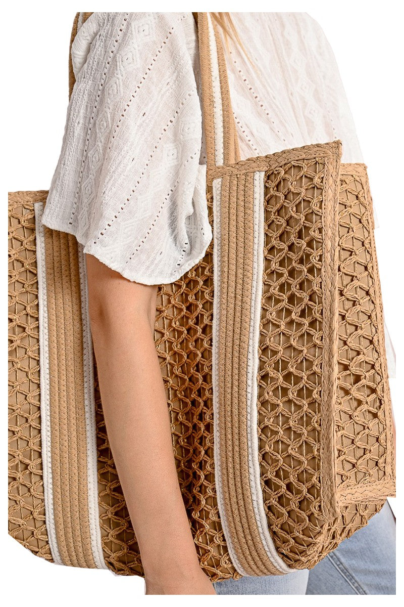 MOLLY BRACKEN Borsa Cestino in paglia intrecciata beige H162DE