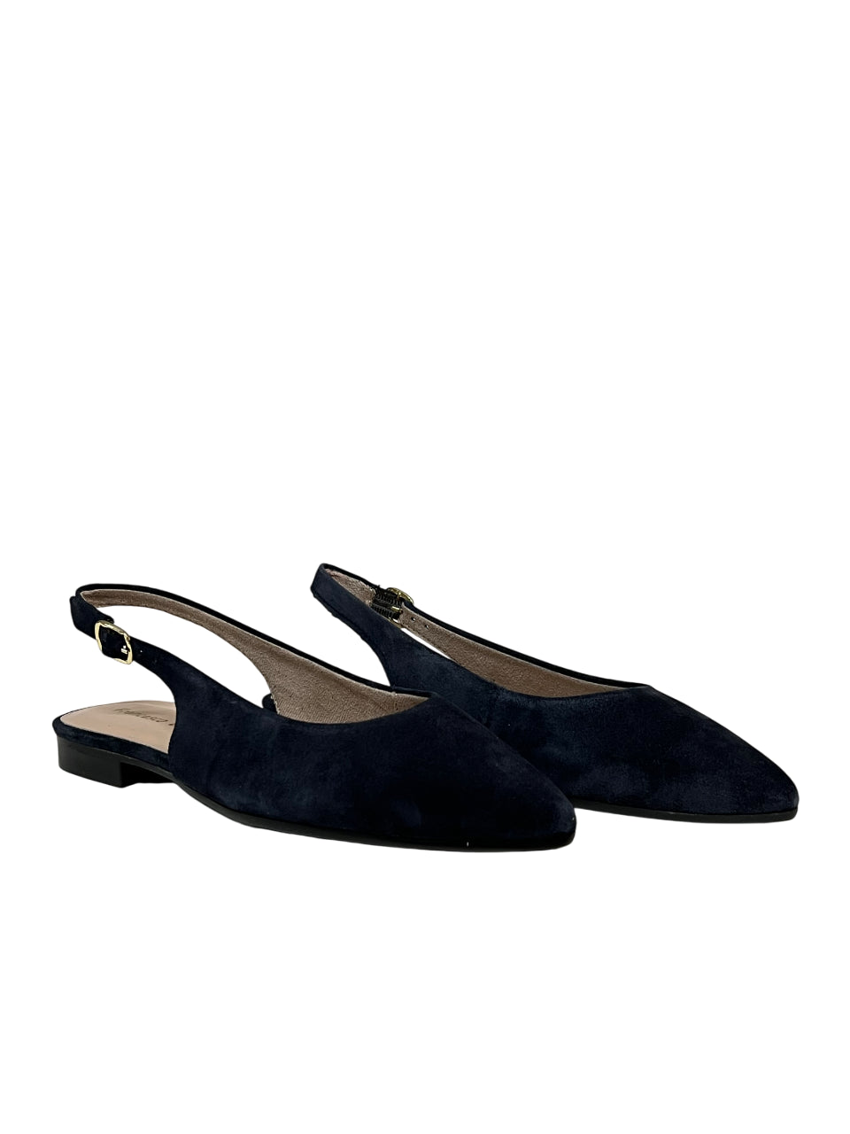 FRANCESCO BRUNELLI slingback donna a punta camoscio blu 5100 100% pelle