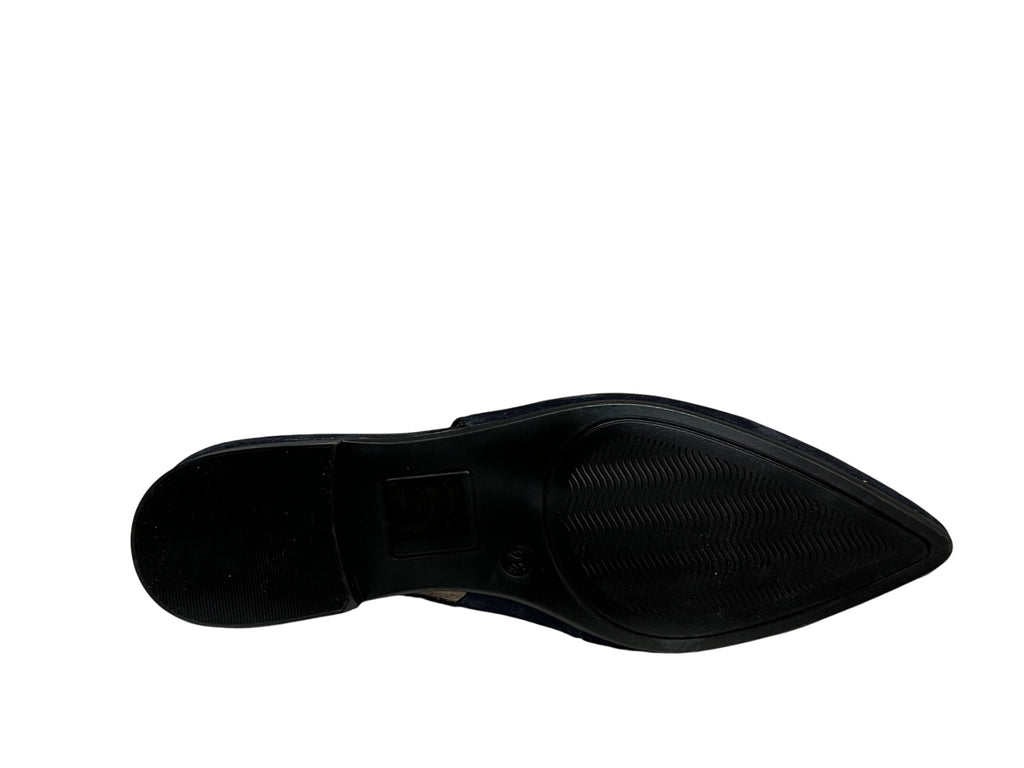 FRANCESCO BRUNELLI slingback donna a punta camoscio blu 5100 100% pelle