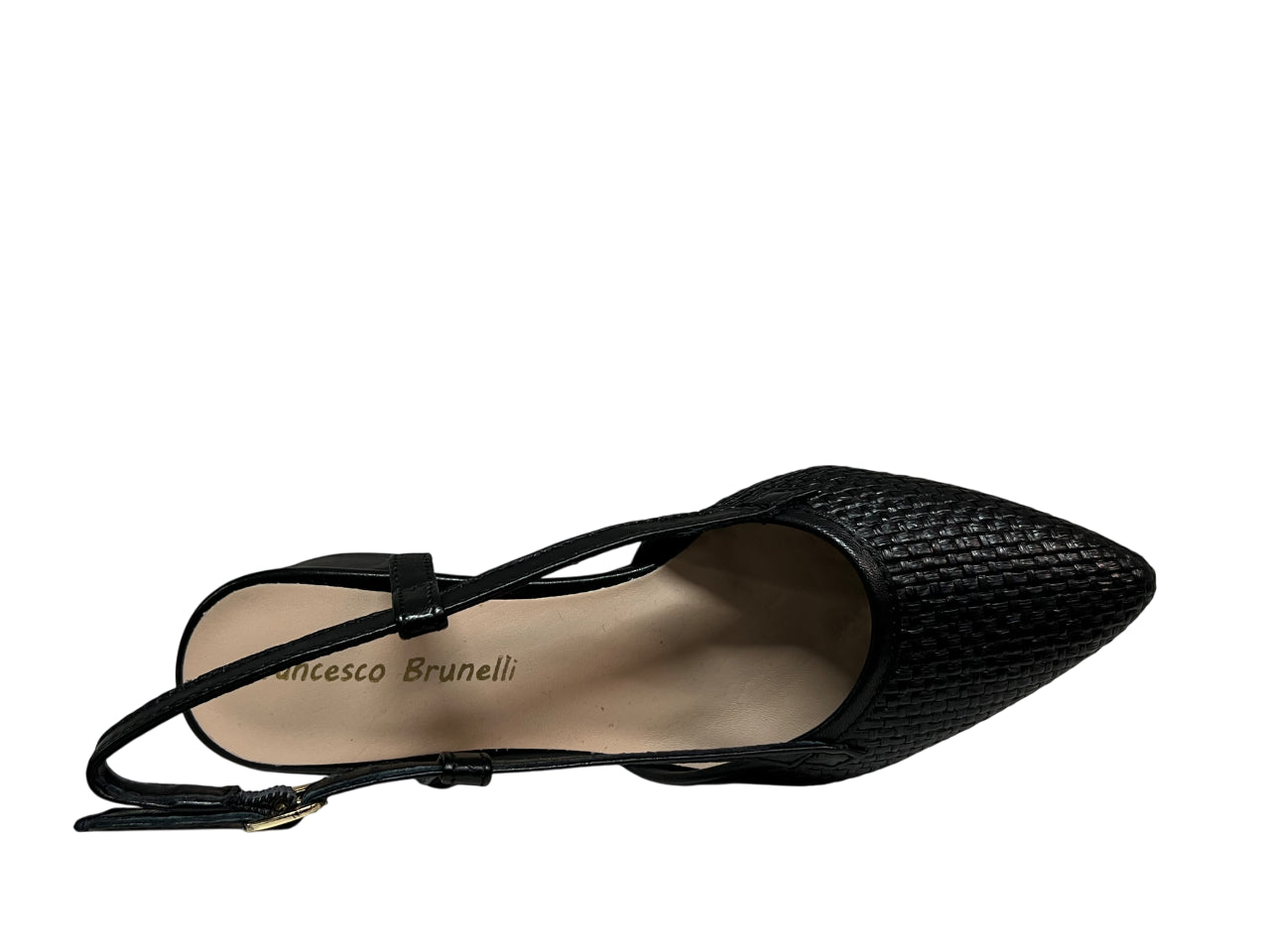FRANCESCO BRUNELLI slingback donna a punta nera 5115 100% pelle