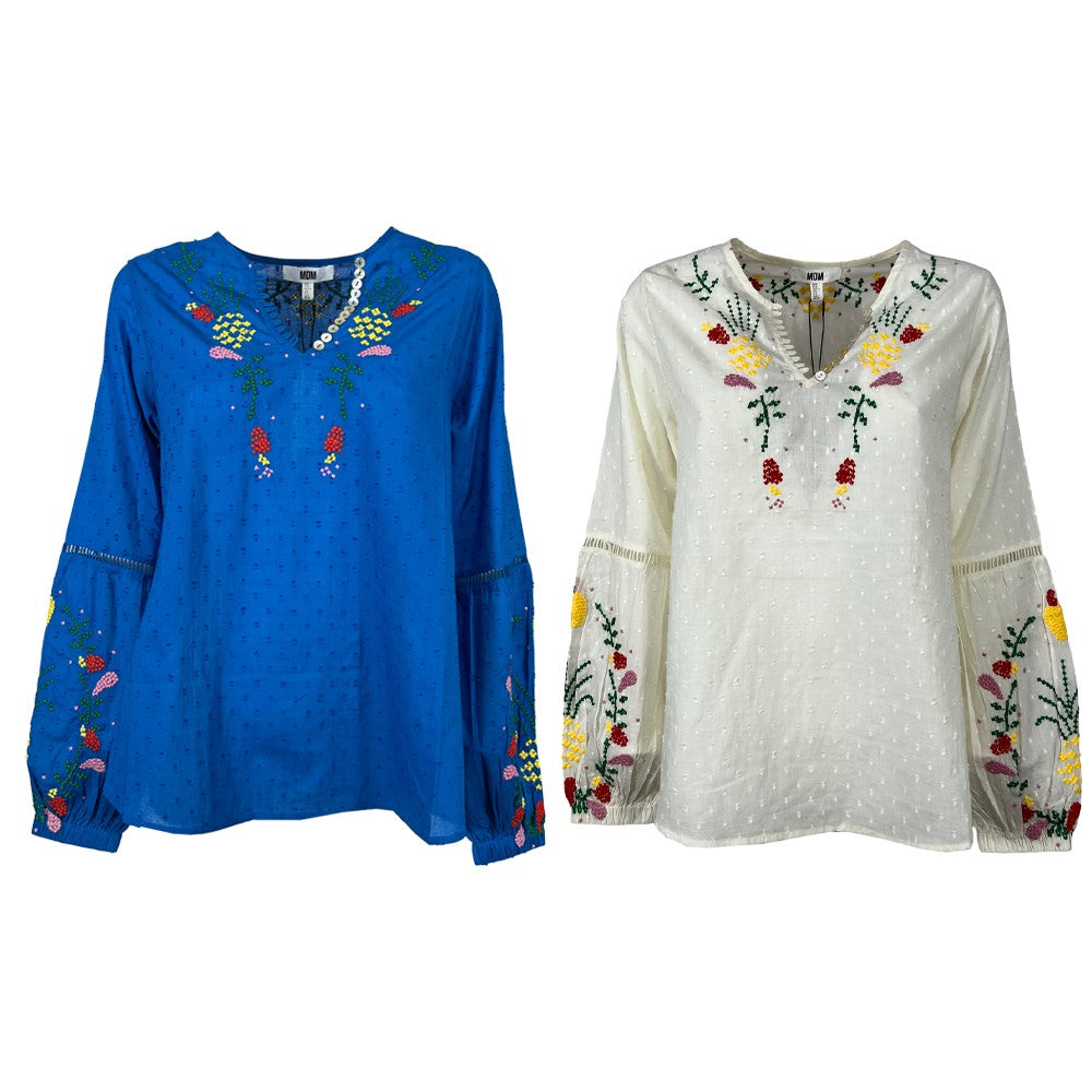 MD’M blusa donna cotone plumetis 2.61.100.04 100% cotone