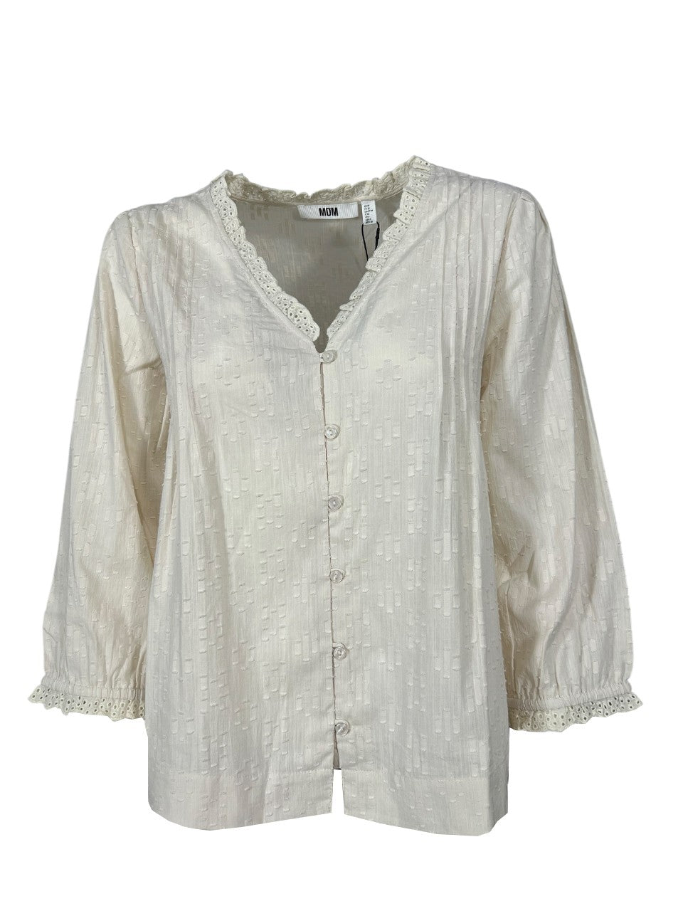 MD’M camicia donna ecru cotone plumetis 2.61.468.44 100% cotone