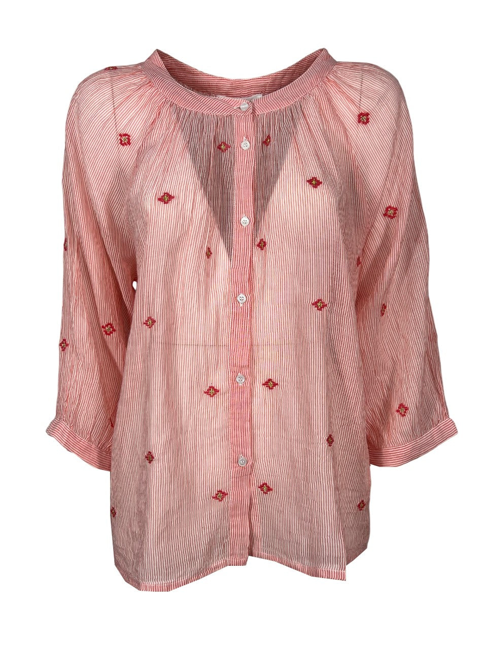 MD’M camicia donna righe corallo/bianco 2.61.068.36 100% cotone