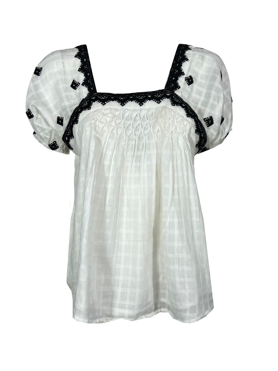 MD’M blusa donna cotone operato bianco svasata 2.61.840.01 100% cotone