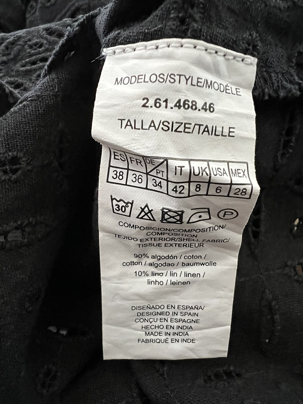 MD’M STUDIO blusa donna sangallo nero 2.61.468.46 90% cotone 10% lino