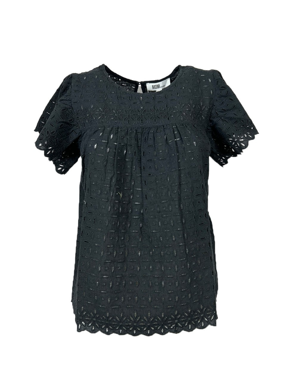 MD’M STUDIO blusa donna sangallo nero 2.61.468.46 90% cotone 10% lino