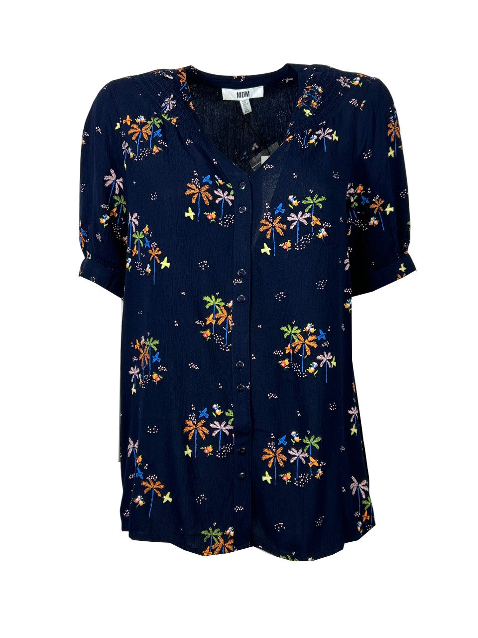 MD’M camicia donna blu stampa multicolor 2.61.251.71 100% viscosa