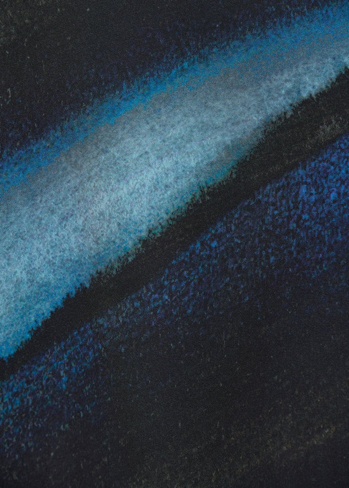 HUMILITY abito svasato stampa blu/azzurro tye&dye BACHIRA-T MADE IN ITALY