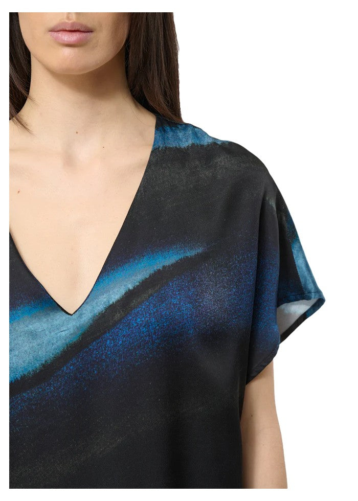 HUMILITY abito lungo stampa blu/azzurro tye&dye BABEAM-T MADE IN ITALY