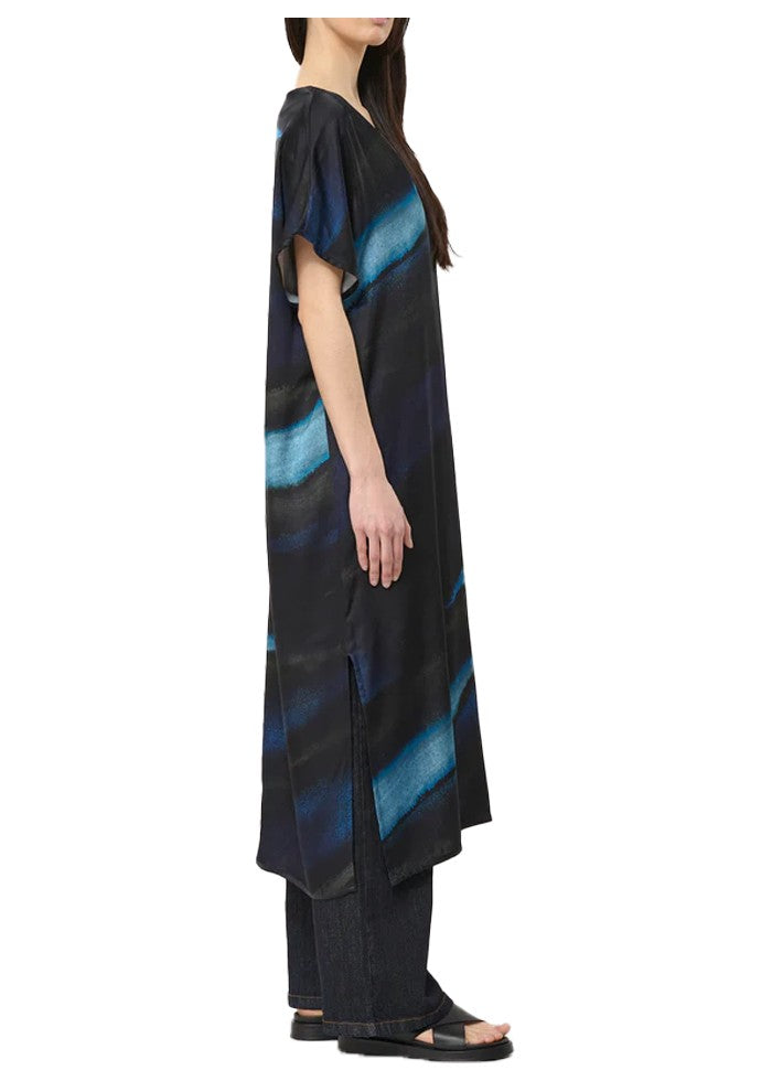 HUMILITY abito lungo stampa blu/azzurro tye&dye BABEAM-T MADE IN ITALY