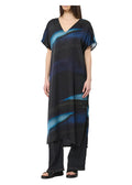 HUMILITY abito lungo stampa blu/azzurro tye&dye BABEAM-T MADE IN ITALY