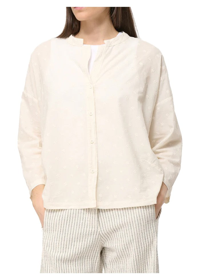 HUMILITY camicia donna cotone ricamato ecru TIRIANE-B 100% cotone MADE IN ITALY