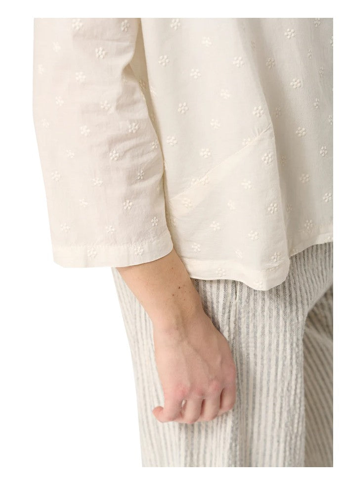 HUMILITY camicia donna cotone ricamato ecru TIRIANE-B 100% cotone MADE IN ITALY