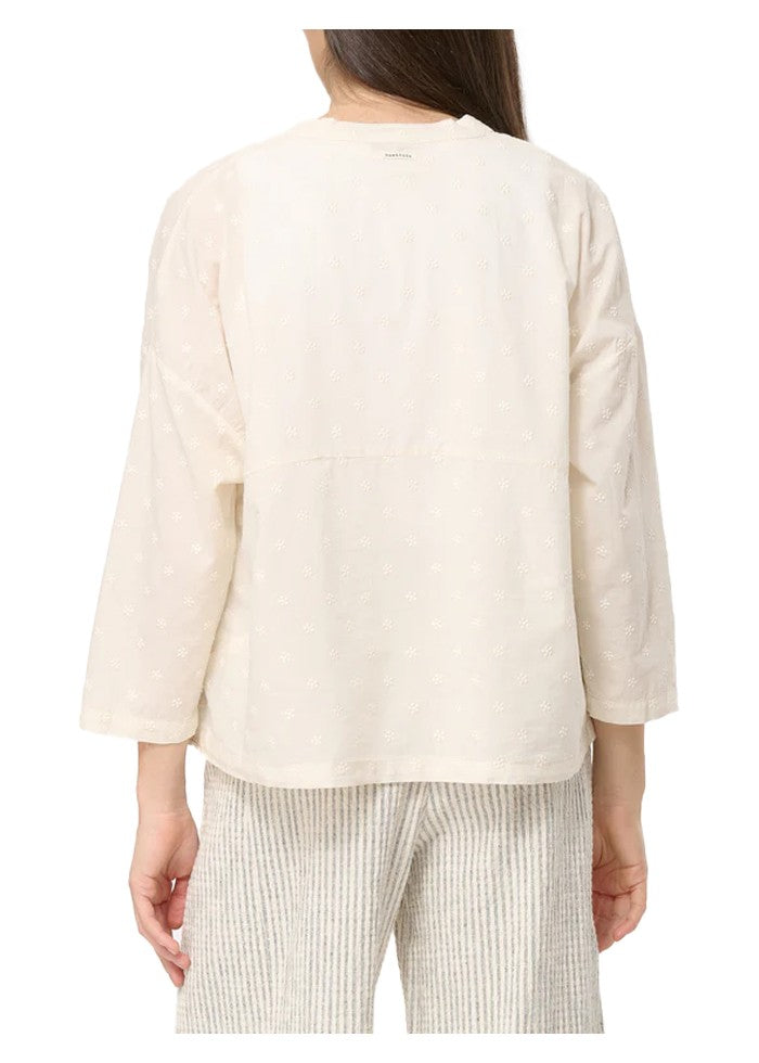 HUMILITY camicia donna cotone ricamato ecru TIRIANE-B 100% cotone MADE IN ITALY