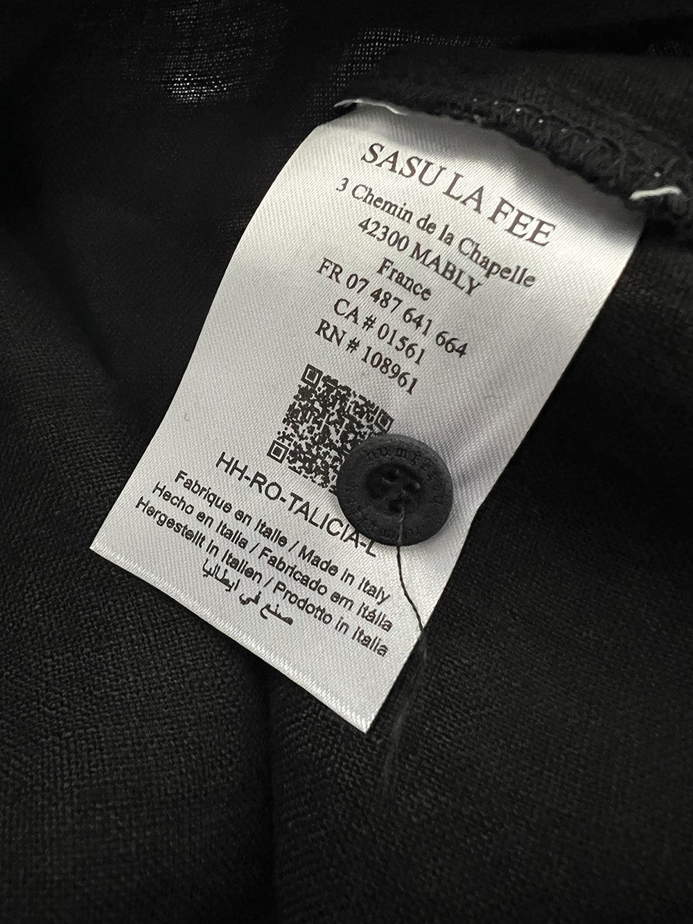 HUMILITY abito chemisier lino nero TALICIA- L  MADE IN ITALY