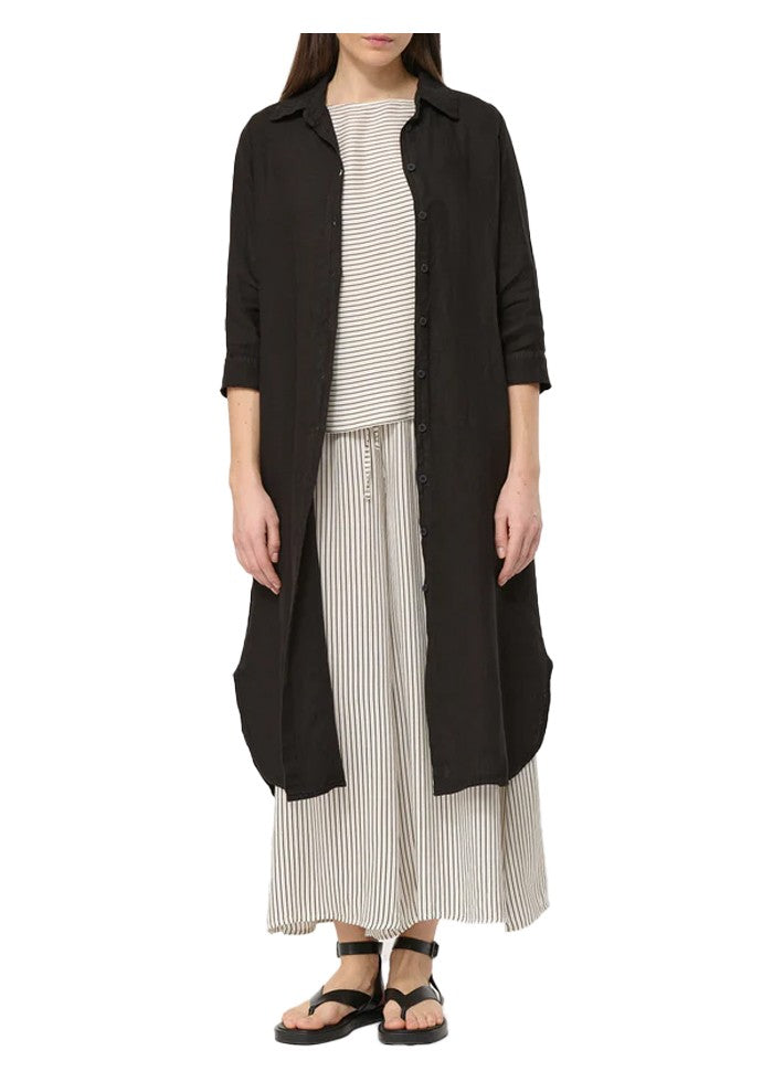 HUMILITY abito chemisier lino nero TALICIA- L  MADE IN ITALY