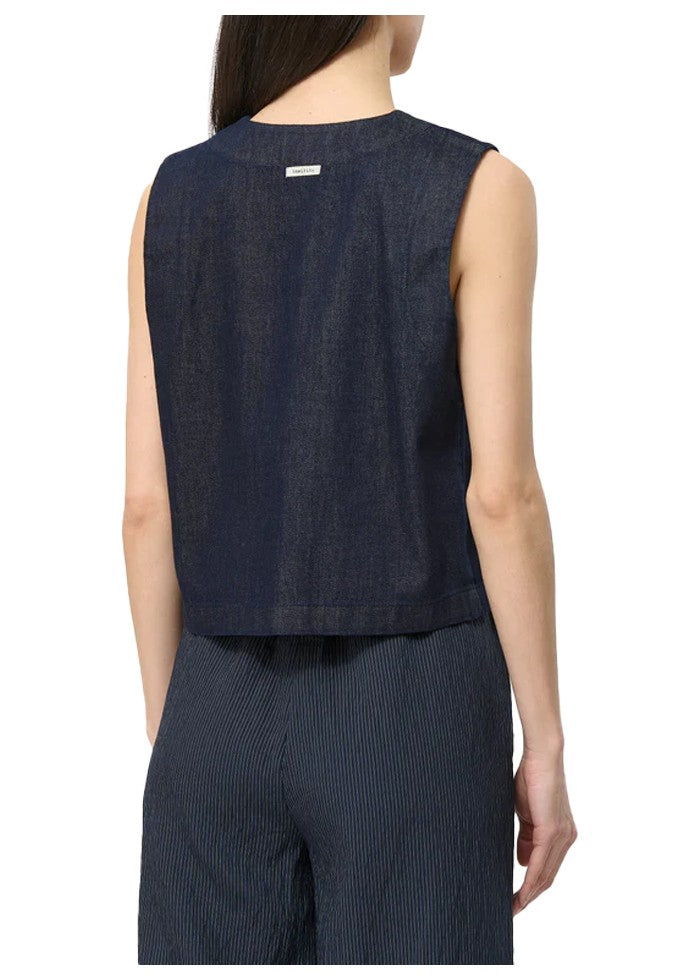 HUMILITY gilet donna jeans blu scuro BEJA -D 100% cotone