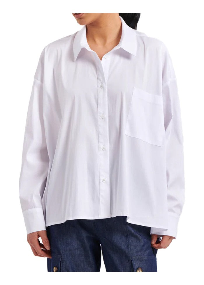 HUMILITY camicia donna over bianca BASMA MADE IN ITALY