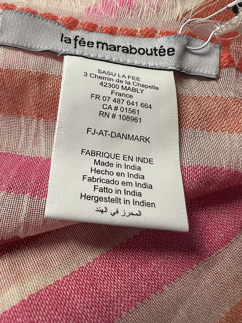 LA FEE MARABOUTEE sciarpa donna cotone righe multicolori DANMARK