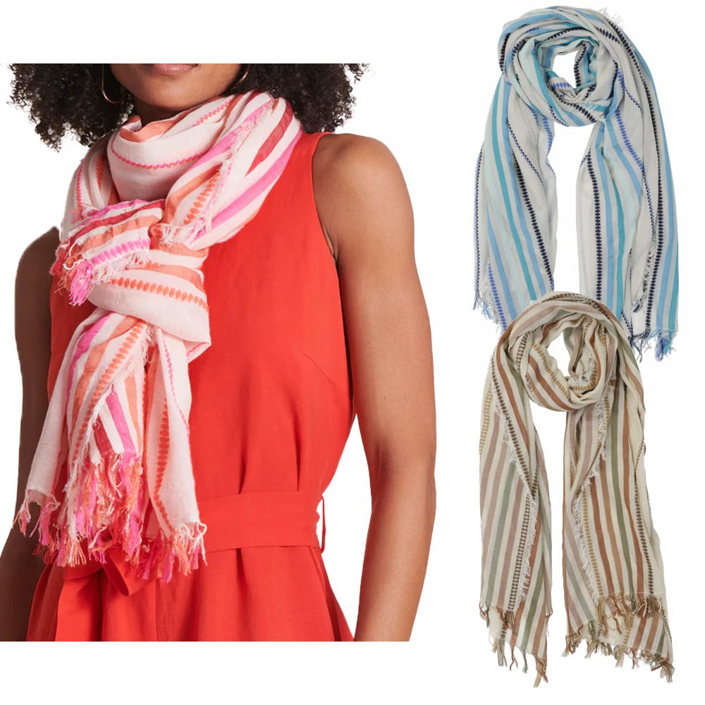 LA FEE MARABOUTEE sciarpa donna cotone righe multicolori DANMARK