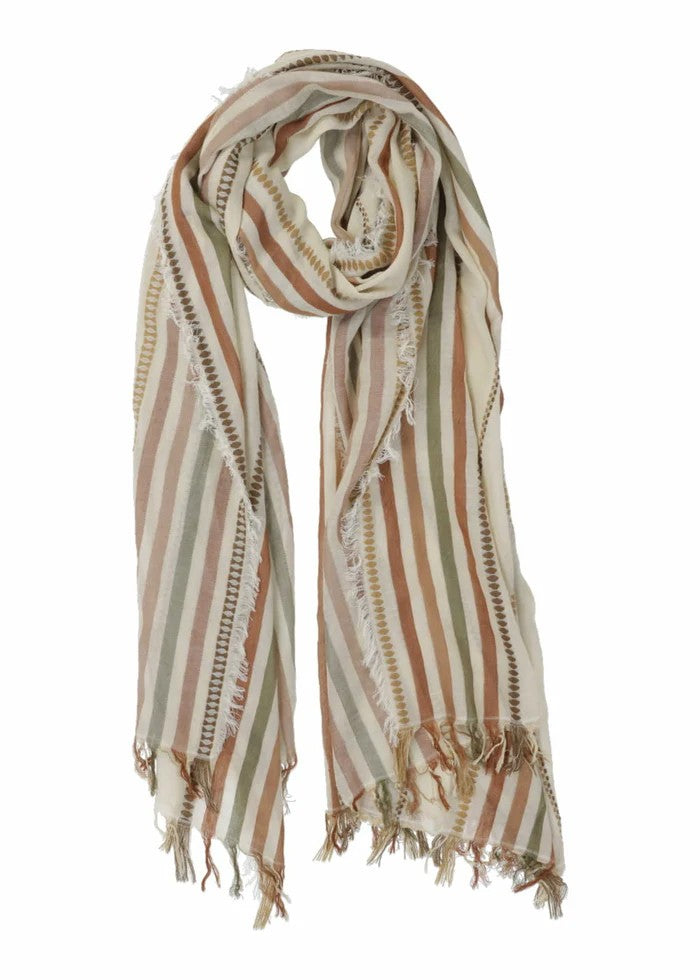 LA FEE MARABOUTEE sciarpa donna cotone righe multicolori DANMARK