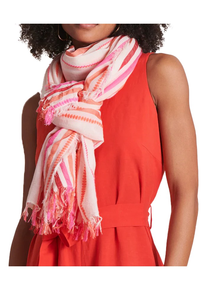 LA FEE MARABOUTEE sciarpa donna cotone righe multicolori DANMARK