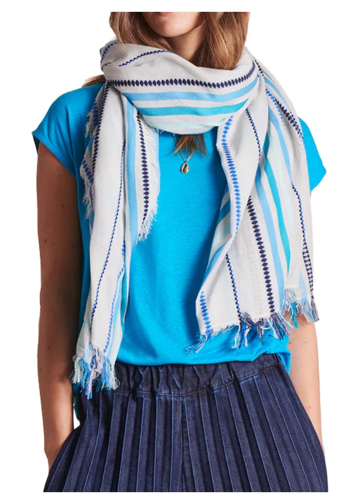 LA FEE MARABOUTEE sciarpa donna cotone righe multicolori DANMARK