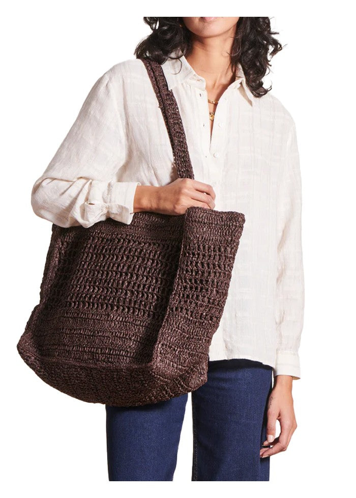 LA FEE MARABOUTEE borsa donna rafia marrone DONUIN 100% carta