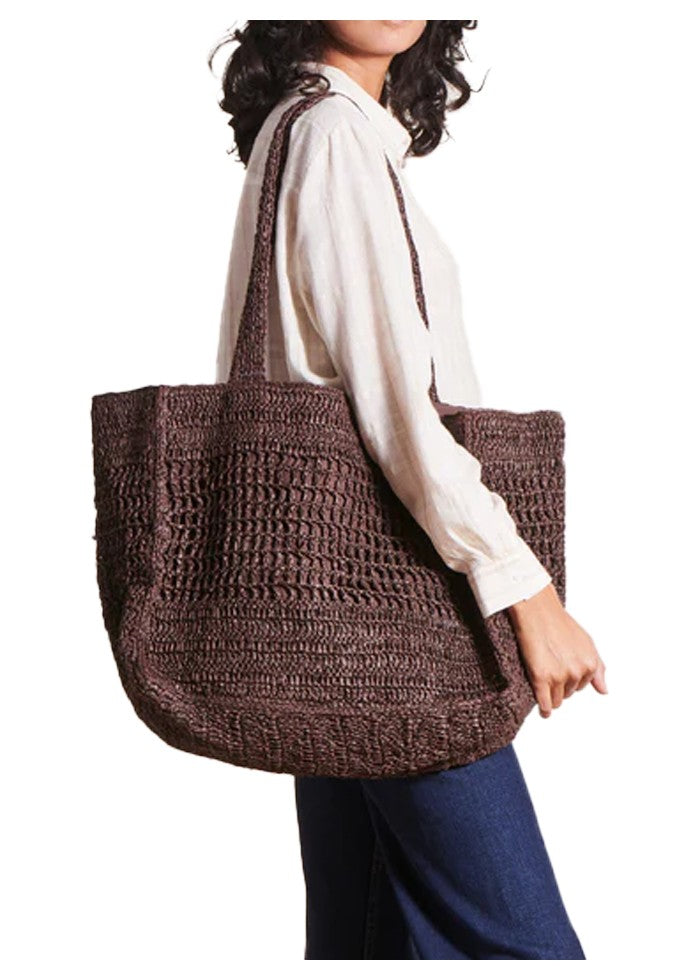 LA FEE MARABOUTEE borsa donna rafia marrone DONUIN 100% carta