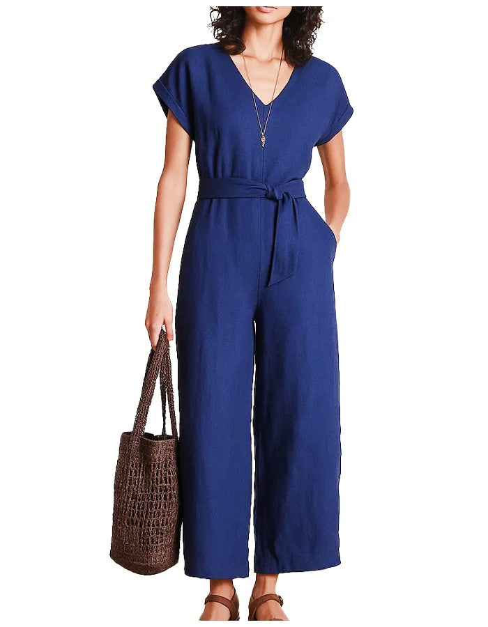 LA FEE MARABOUTEE tuta lino blu  DEDONA-L  MADE IN ITALY